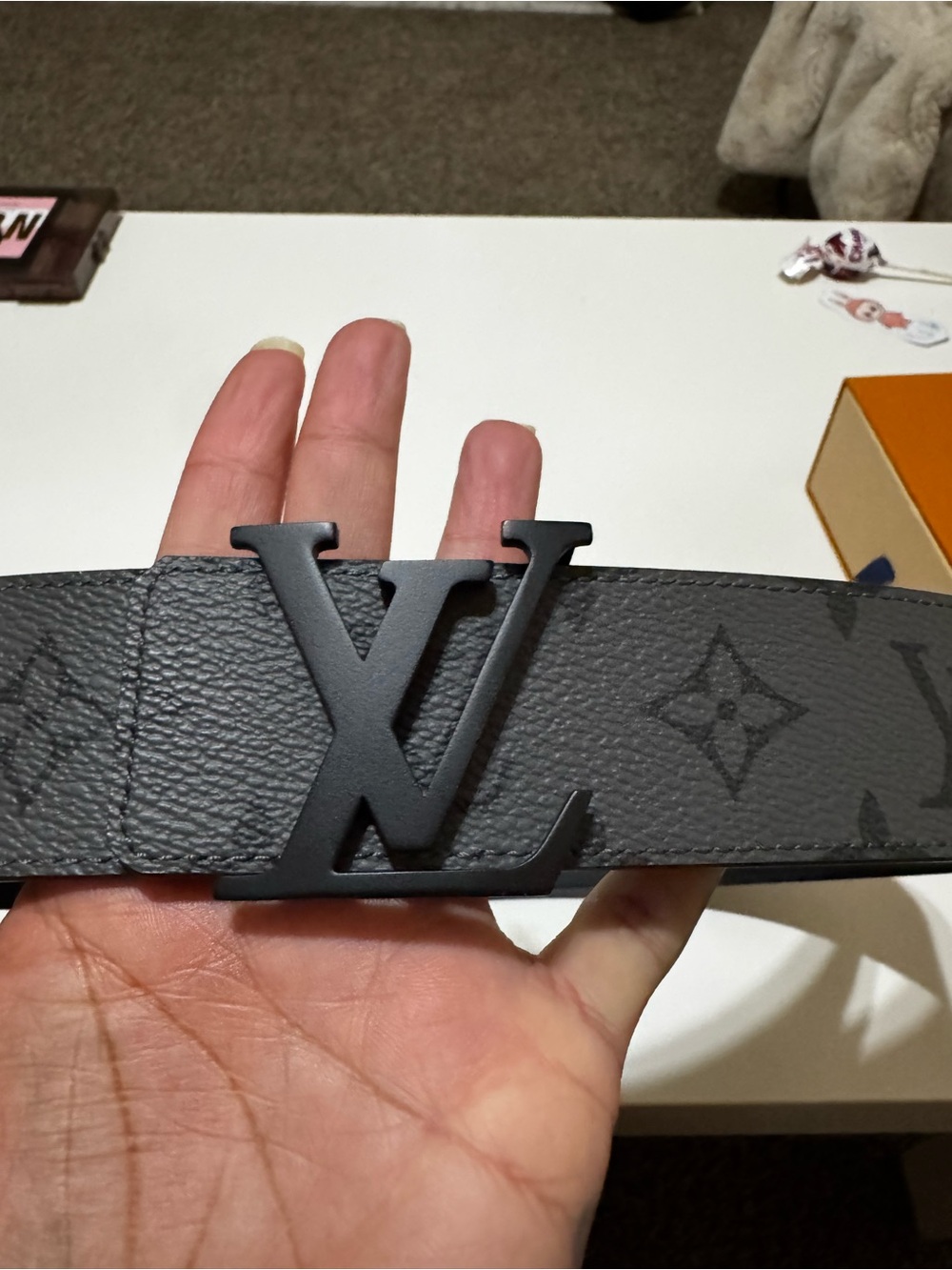 Louis Vuitton Black Monogram Matte LV Buckle Belt